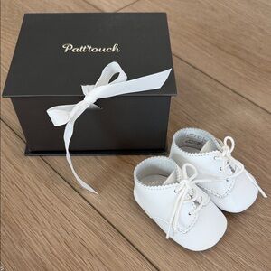White Baby Lace-Up Walker Shoes